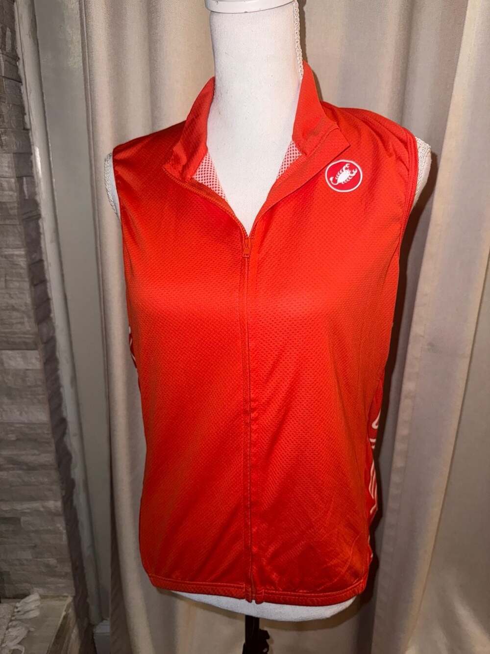 Castelli Cycling Vest Size L Orange Full Zip